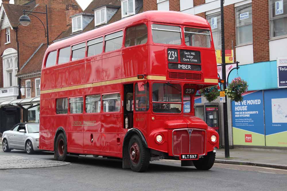 London Transport AEC Routemaster Park Royal RM597 flyby