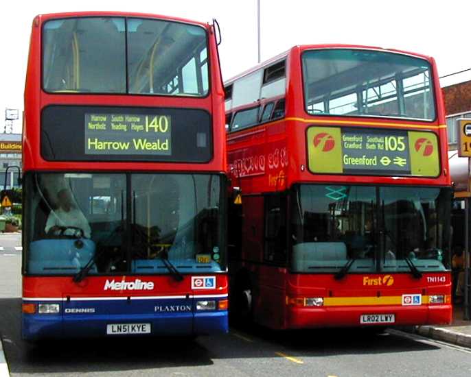 Dennis Trident Plaxton Presidents Metroline TPL249 & First TN1143