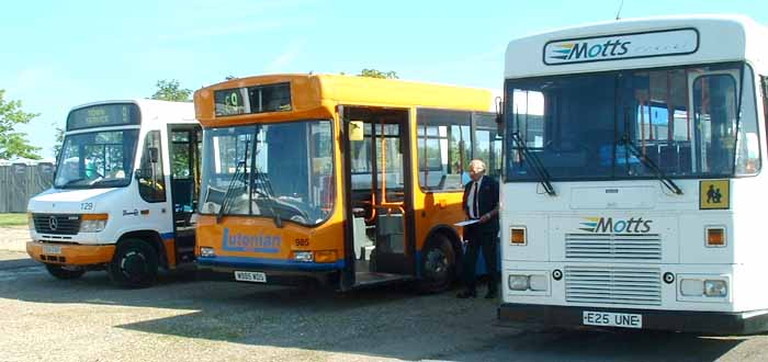 Motts Travel Leyland Tiger Alexander Belfast E25UNE, Lutonian Dennis Dart SLF SCC W985WDS & Mercedes O814D Plaxton Beaver 2 129