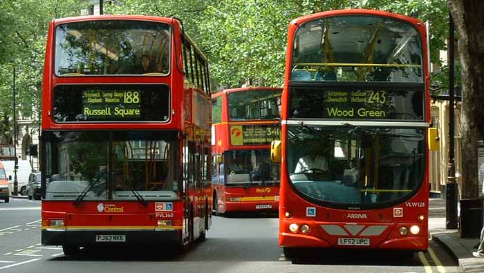 Arriva London Volvo B7TL Wright Eclipse Gemini VLW128 & London Central Plaxton President PVL360